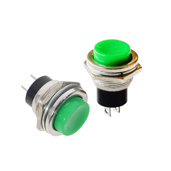 مفتاح ضغط دائري، 16 مم، ثنائي السنون، أخضر (لحظي)